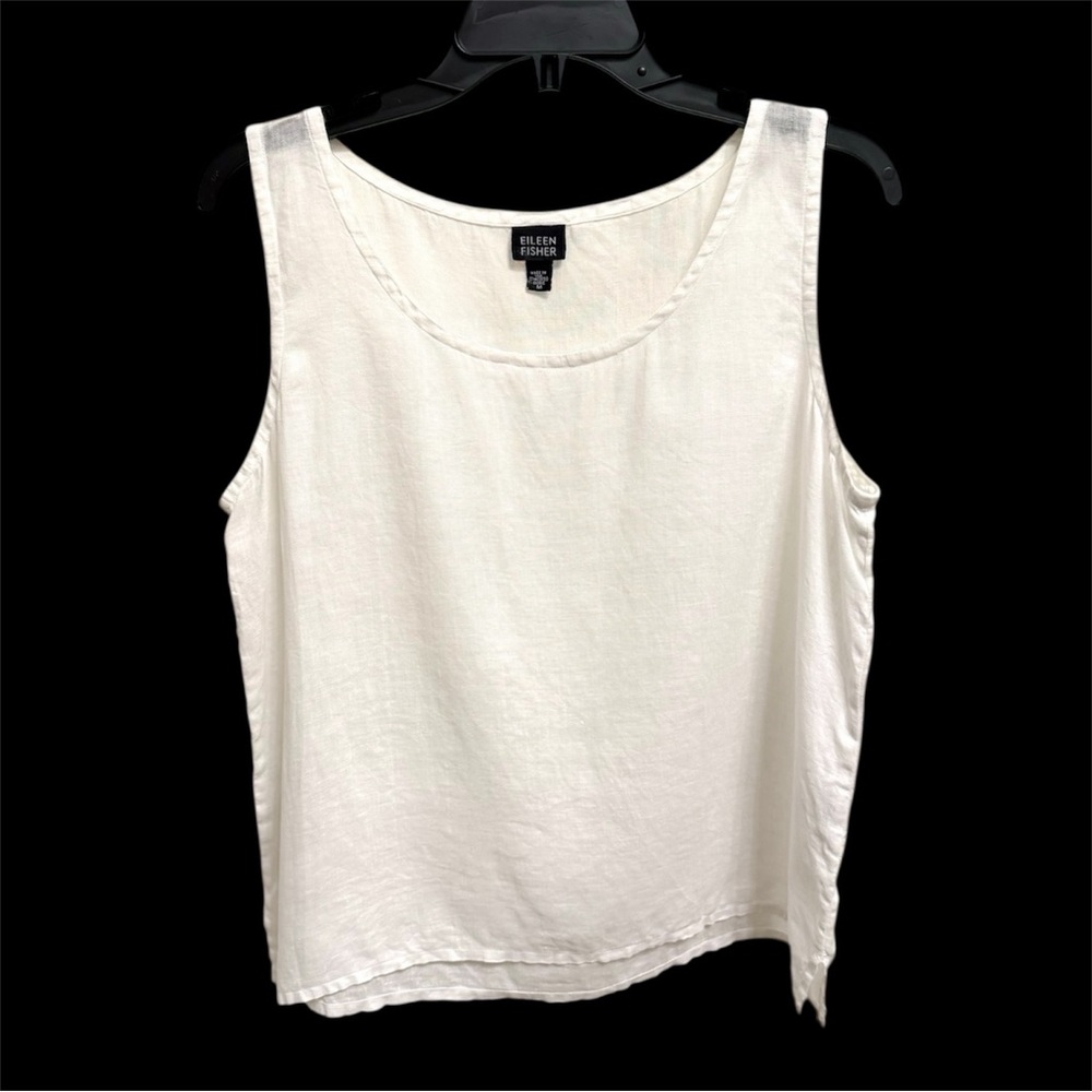 ❗️SOLD❗️Eileen Fisher 100% Linen White Tank Top Made in USA Size M